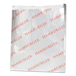 Bagcraft Foil Single-Serve Bags, 6 in x 6.5 in, Silver, Hamburger Design, 1,000/Carton