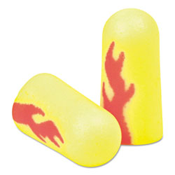 3M E-A-Rsoft Blasts Earplugs, Uncorded, Foam, Yellow Neon/Red Flame, 200 Pairs