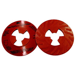 3M Disc Pad Face Plate, Ribbed Retainer Nut, 5 in dia, Extra Hard, Red
