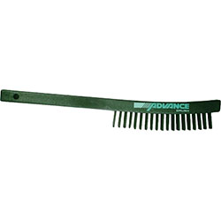 Advance Brush Curved Handle Scratch Brushes, 13 3/4 in, 3X19 Rows, Carbon Steel Wire, Plastic