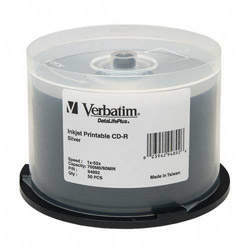 Verbatim DataLifePlus - 50 x CD-R - 700 MB (80min) 52X - Silver - Ink Jet Printable Surface - Spindle - Storage Media