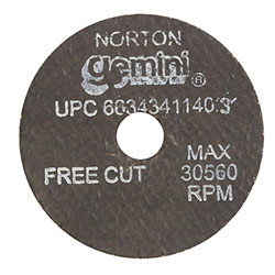 Norton Type 01 Gemini Small Diameter Cut-Off Wheel, 2 in Dia, 3/8 in Arbor, Coarse