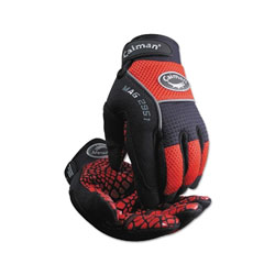 Caiman Silicon Grip Gloves, Large, Red/Black