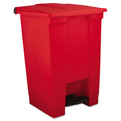 Rubbermaid Indoor Utility Step-On Waste Container, Square, Plastic, 12 gal, Red
