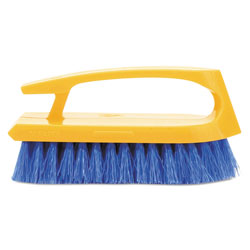 Rubbermaid Long Handle Scrub Brush, 6 in Brush, Yellow Plastic Handle/Blue Bristles