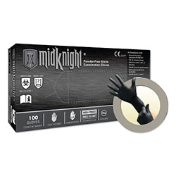 Ansell MidKnight® MK-296 Disposable Nitrile Gloves, 4.7 mil Palm, 5.5 mil Fingers, Large, Black