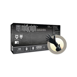 Ansell MidKnight® MK-296 Disposable Nitrile Gloves, 4.7 mil Palm, 5.5 mil Fingers, X-Large, Black