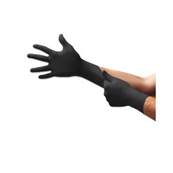 Ansell Onyx® N64 Nitrile Powder-Free Disposable Gloves, Textured Fingers, 3.5 mil Palm/5.1 mil Finger, Large, Black