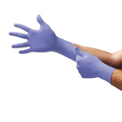 Ansell Supreno® SE Disposable Nitrile Gloves, Beaded Cuff, Medium, Violet Blue