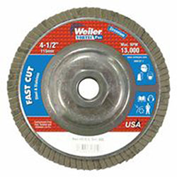Weiler Vortec Pro Abrasive Flap Discs,4.5in, 60 Grit, 5/8 Arbor, 13,000 rpm, Alum Back