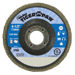 Weiler 4-1/2 in Tiger Paw Abrasive Flap Disc- Angled- 40z
