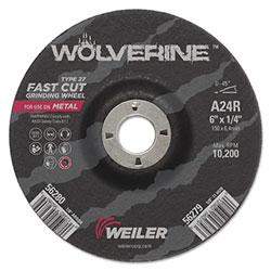 Weiler Wolverine® Thin Cutting Wheel, 6 in Dia, 1/4 Thick, 7/8 Arbor, 24 Grit
