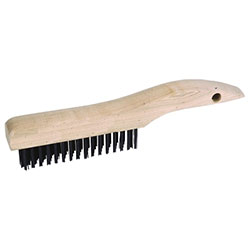 Weiler Shoe Handle Scratch Brushes, 11 in, 4 X 16 Rows, Steel Wire, Wood Handle