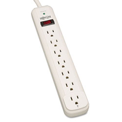 Tripp Lite TLP712 Surge Suppressor, 7 Outlets, 12 ft Cord, 1080 Joules, Light Gray