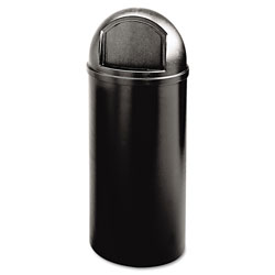 Rubbermaid Marshal Classic Container, Round, Polyethylene, 15 gal, Black