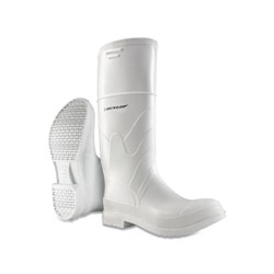 Dunlop® Protective Footwear White Rubber Boots, Plain Toe, Men's 8, 16 in Boot, PVC, White