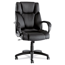 Alera Fraze Executive High-Back Swivel/Tilt Leather Chair, Supports up to 275 lbs, Black Seat/Black Back, Black Base (ALEFZ41LS10B)