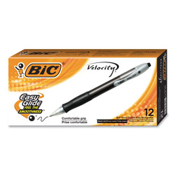 Bic Velocity Retractable Ballpoint Pen, 1mm, Black Ink, Trans Black Barrel, Dozen (BICVLG11BK)