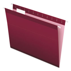 Pendaflex Colored Reinforced Hanging Folders, Letter Size, 1/5-Cut Tab, Burgundy, 25/Box (ESS415215BUR)