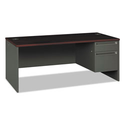 Hon 38000 Series Right Pedestal Desk, 72w x 36d x 29.5h, Mahogany/Charcoal (HON38293RNS)
