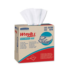 WypAll® X60 Cloths, POP-UP Box, White, 9 1/8 x 16 7/8, 126/Box, 10 Boxes/Carton (KIM34790CT)