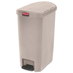 Rubbermaid Slim Jim Resin Step-On Container, End Step Style, 13 gal, Beige