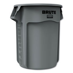 Rubbermaid Round Brute Container, Plastic, 55 gal, Gray (RCP265500GY)