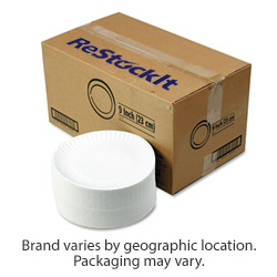 ReStockIt Disposable 9" Paper Plates, White, 100/Bag, 10 Bags/Case, 1000 per case (RES-555)