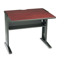 Safco Computer Desk with Reversible Top, 35.5w x 28d x 30h, Mahogany/Medium Oak/Black (SAF1930)