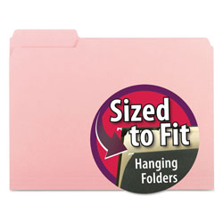 Smead Interior File Folders, 1/3-Cut Tabs, Letter Size, Pink, 100/Box (SMD10263)