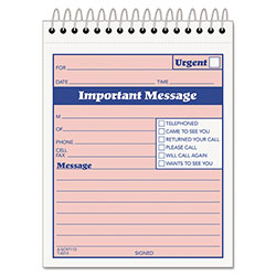 TOPS Telephone Message Book with Fax/Mobile Section, Two-Part Carbonless, 4.25 x 5.5, 1/Page, 50 Forms