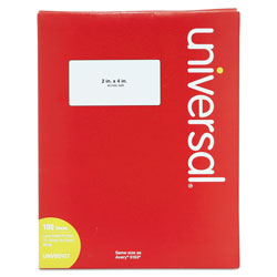 Universal White Labels, Inkjet/Laser Printers, 2 x 4, White, 10/Sheet, 100 Sheets/Box (UNV80107)