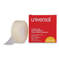 Universal Invisible Tape, 1" Core, 0.75" x 36 yds, Clear (UNV83436)