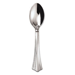 WNA Comet Heavyweight Plastic Spoons, Silver, 6 1/4", Reflections Design, 600/Carton