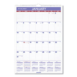 At-A-Glance Monthly Wall Calendar with Ruled Daily Blocks, 12 x 17, White, 2022