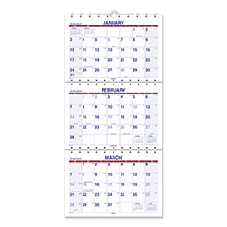 At-A-Glance Move-A-Page Three-Month Wall Calendar, 12 x 27, White/Red/Blue Sheets, 15-Month (Dec to Feb): 2022 to 2024
