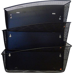 ALBA Mesh Wall File Set - 3 Pocket(s) - Compartment Size 6.69 in x 13.78 in x 4.72 in - 15.9 in Height4.7 in Depth x 13.8 in Length - Black - Steel, Metal