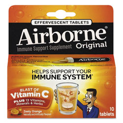 Airborne® Immune Support Effervescent Tablet, Zesty Orange, 10/Box