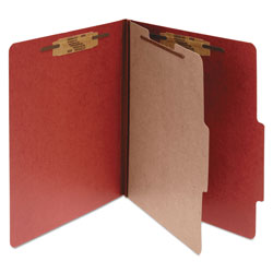 Acco Pressboard Classification Folders, 1 Divider, Legal Size, Earth Red, 10/Box