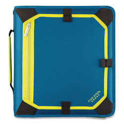 Five Star® Zipper Binder, 3 Rings, 2 in Capacity, 11 x 8.5, Teal/Yellow Accents