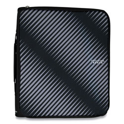 Five Star® Zipper Binder, 3 Rings, 2 in Capacity, 11 x 8.5, Black/Gray Zebra Print Design