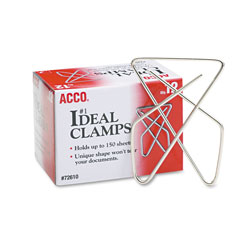 Acco Ideal Clamps, Large (No. 1), Silver, 12/Box