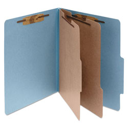 Acco Pressboard Classification Folders, 2 Dividers, Letter Size, Sky Blue, 10/Box (ACC15026)