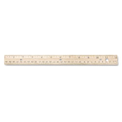 Westcott® Hole Punched Wood Ruler English and Metric With Metal Edge, 12 in