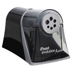 Westcott® iPoint Evolution Axis Pencil Sharpener, AC-Powered, 5 in x 7.5 in x 7.25 in, Black/Silver