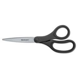Westcott® KleenEarth Basic Plastic Handle Scissors, 8 in Long, 3.25 in Cut Length, Black Straight Handle