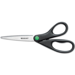 Westcott® KleenEarth Scissors, 8 in Long, 3.25 in Cut Length, Black Straight Handle