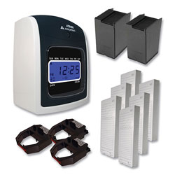 Acroprint Time Recorder ATR480 Time Clock and Accessories Bundle, White/Charcoal