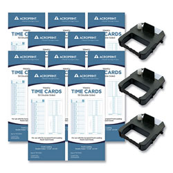 Acroprint Time Recorder EXP500 Accessory Bundle, 3.38 x 8.25, Weekly, Two-Sided, 500 Cards and 3 Ribbons