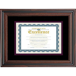 Advantus Double Matted Certificate Frame - 11 in x 14 in Frame Size - Vertical, Horizontal - Double Mat, Dust Resistant, Debris Resistant - Rosewood